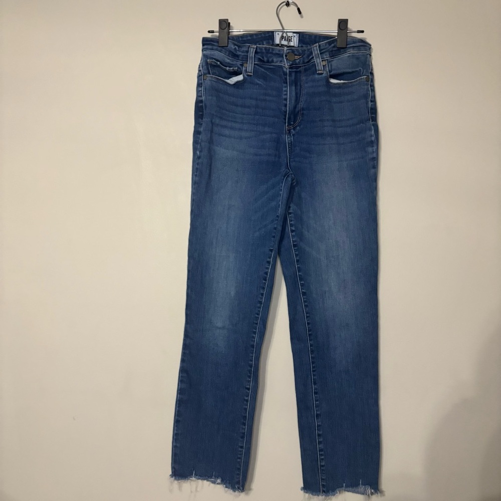 PAIGE Straight Leg Blue Jeans